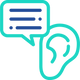 Icon of an ear and speech bubble